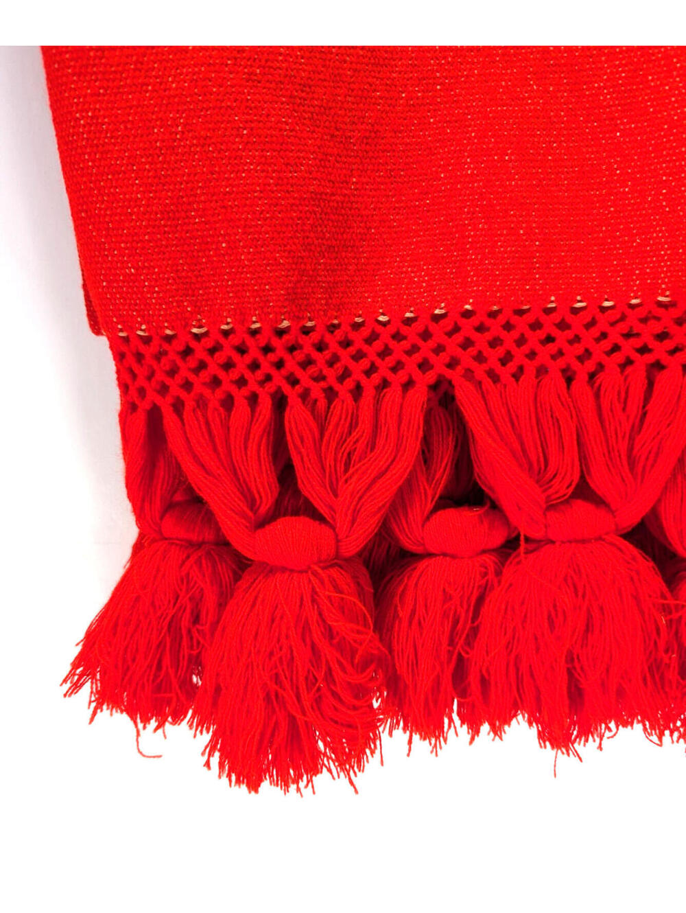 Red Pashmina Wrap With Tassles Shawl for Women Wool Cotton Blend 80" x 26" - Picture 4 of 9